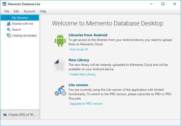 Welcome Page – Memento Database Help