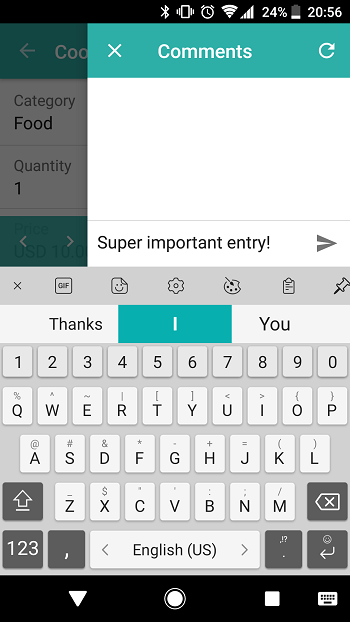 Android: Commenting an entry
