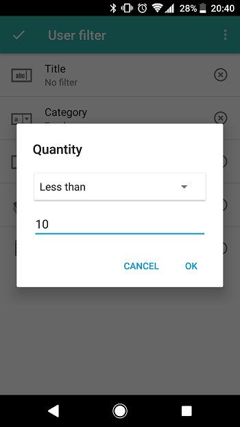 Android: Filter fields