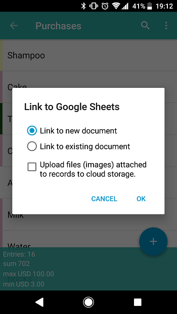 Android: Google Sheets