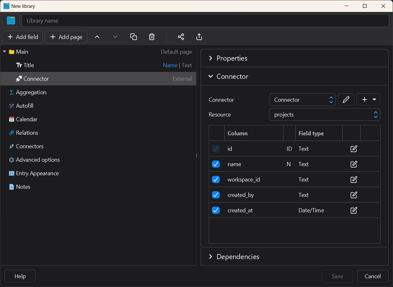 External Field Type and Connectors – Memento Database Help