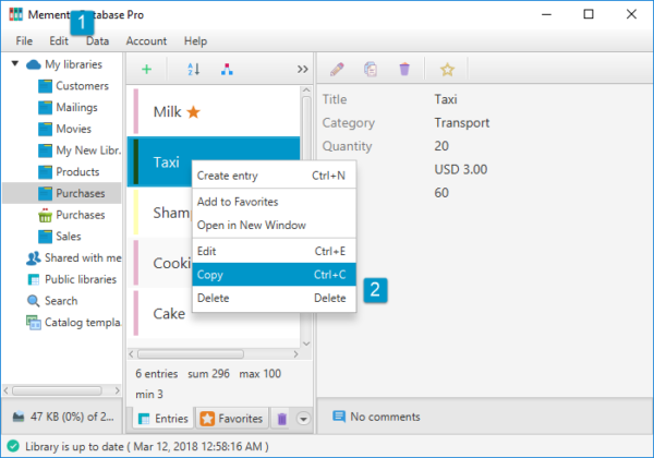 Managing data – Memento Database Help