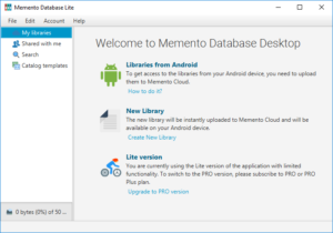 Welcome page – Memento Database Help