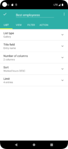 Entries list widget – Memento Database Help